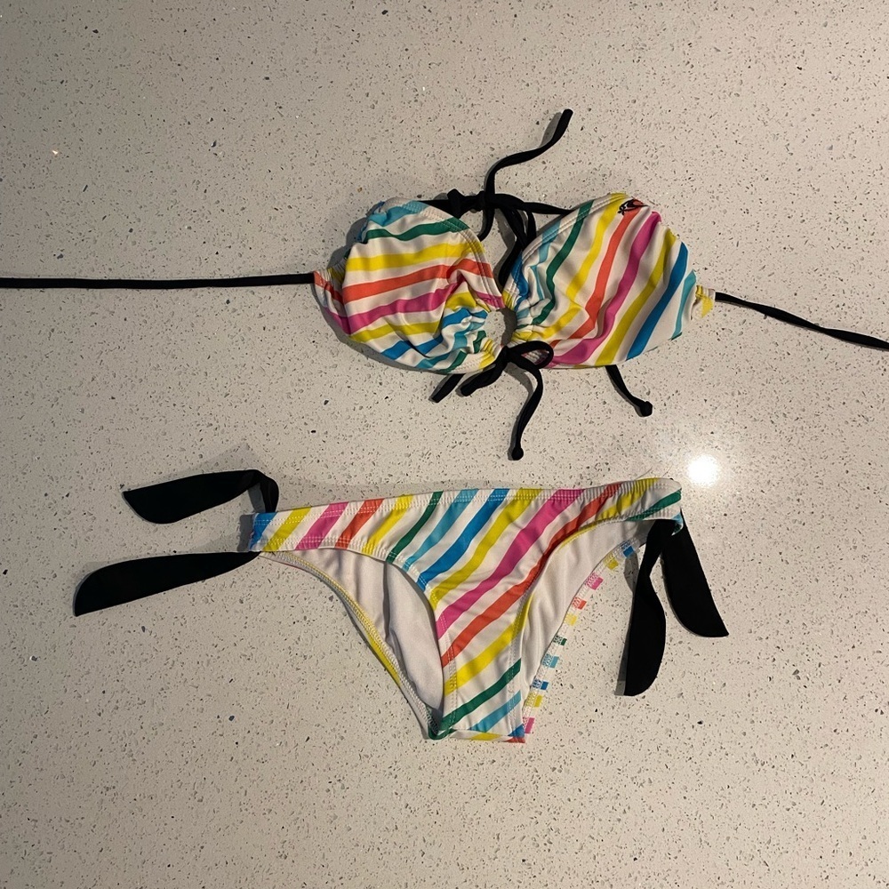 Colorful Striped Bikini Swim Set - Picture 1 of 3